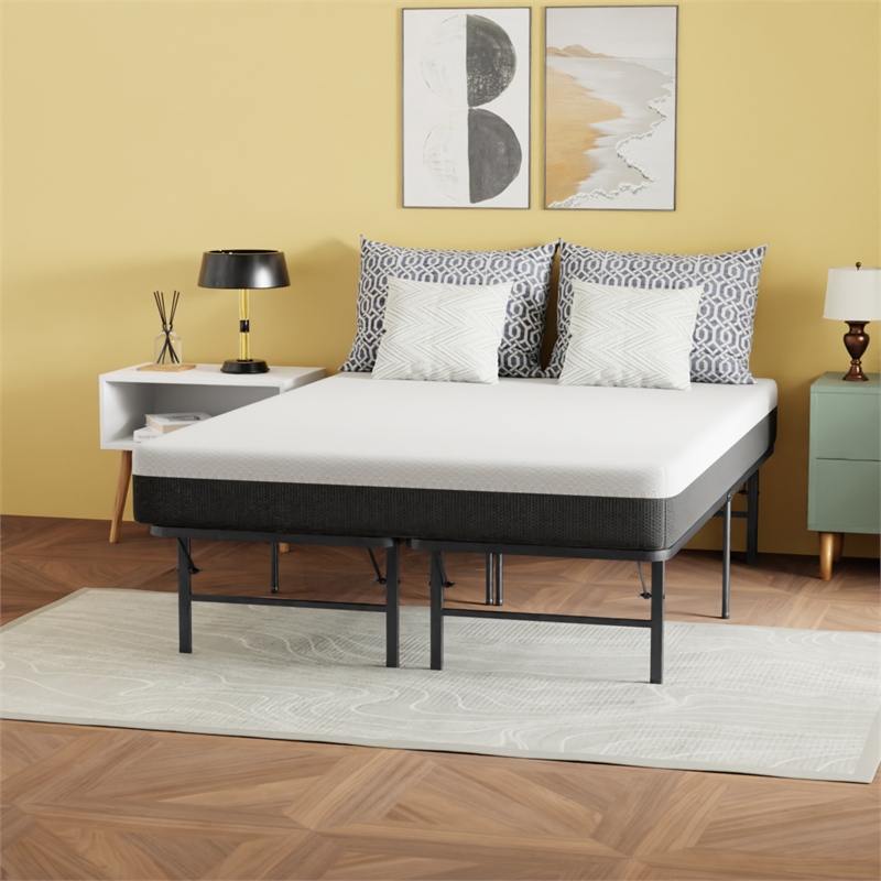 Bowery Hill Modern Metal Foldable Full Bed Frame in Black Finish