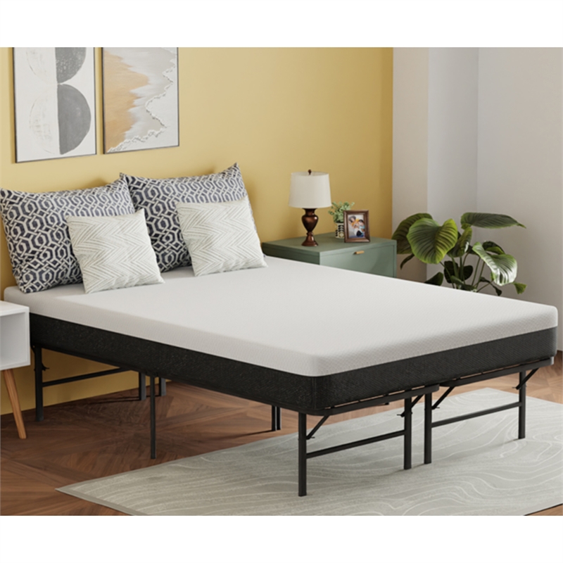Bowery Hill Modern Metal Foldable Full Bed Frame in Black Finish
