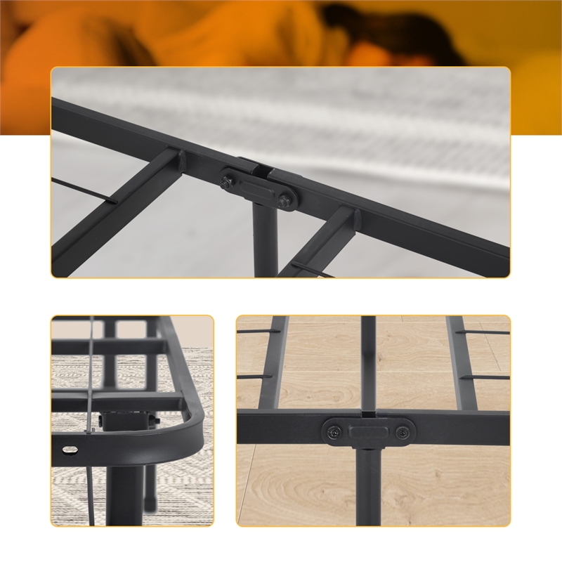 Bowery Hill Modern Metal Foldable Full Bed Frame in Black Finish