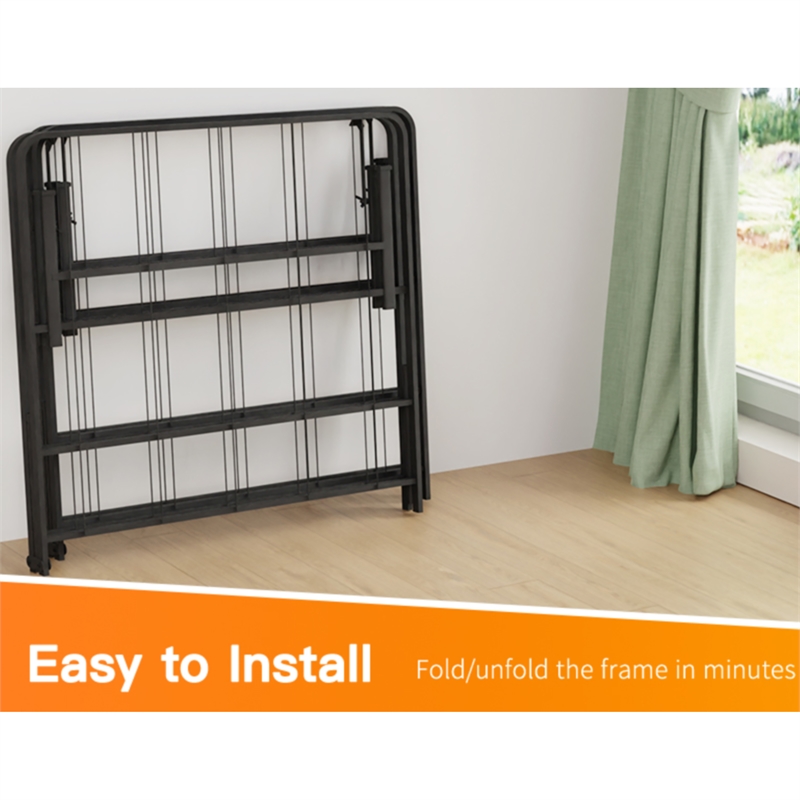 Bowery Hill Modern Metal Foldable Full Bed Frame in Black Finish