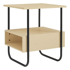 Bowery Hill Contemporary Wood Storage 2-Shelf End Table in Light Maple