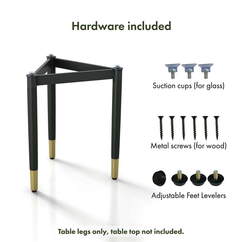Bowery Hill Modern Solid Wood End Table Base Legs in Black Finish