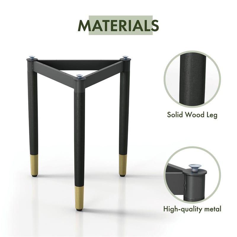 Bowery Hill Modern Solid Wood End Table Base Legs in Black Finish