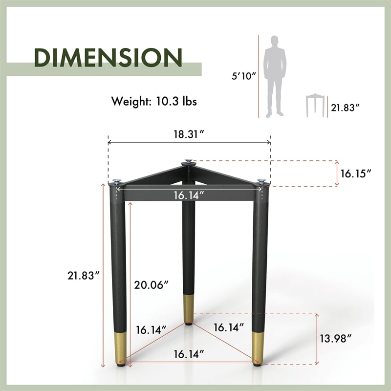 Bowery Hill Modern Solid Wood End Table Base Legs in Black Finish