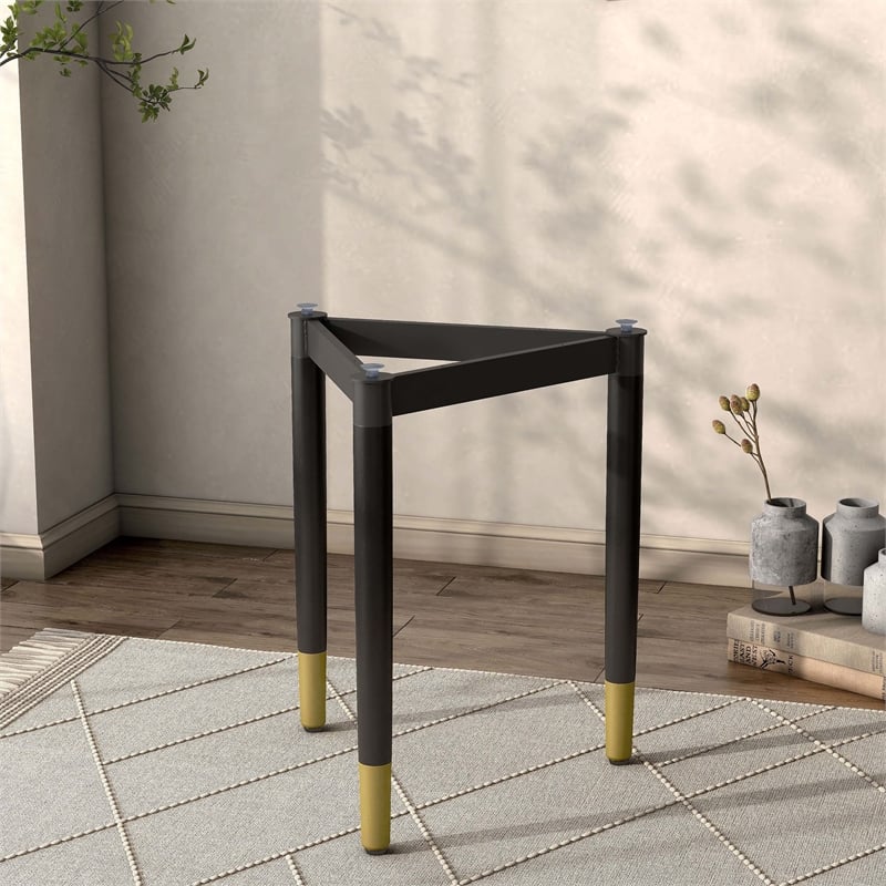 Bowery Hill Modern Solid Wood End Table Base Legs in Black Finish