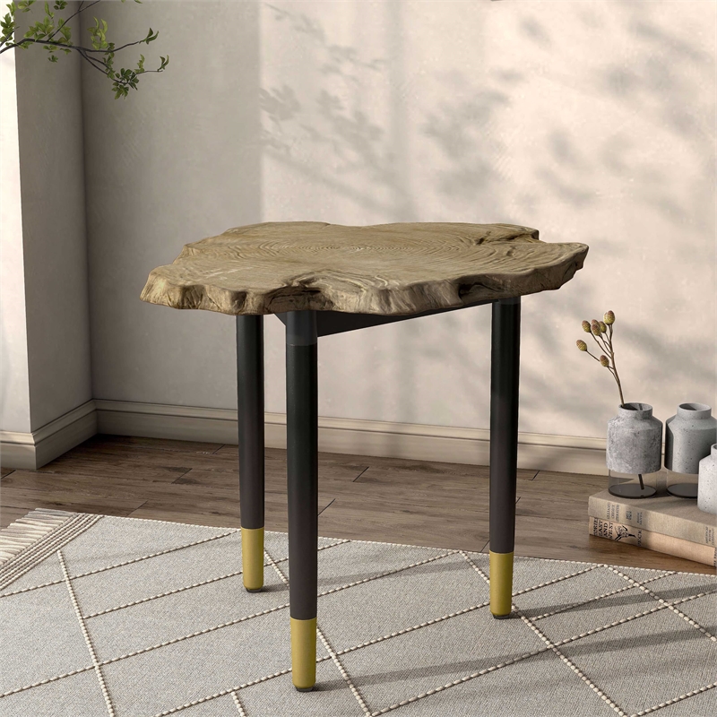 Bowery Hill Modern Solid Wood End Table Base Legs in Black Finish