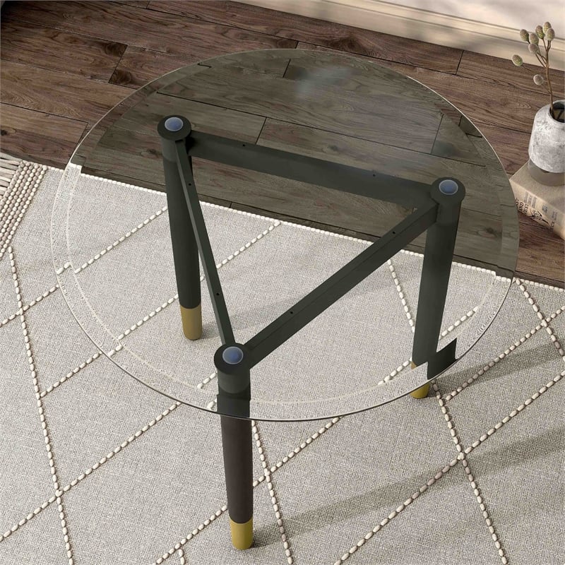 Bowery Hill Modern Solid Wood End Table Base Legs in Black Finish