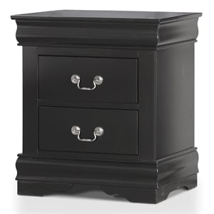 Bowery Hill Transitional Wood 2-Drawer Nightstand in Black Finish