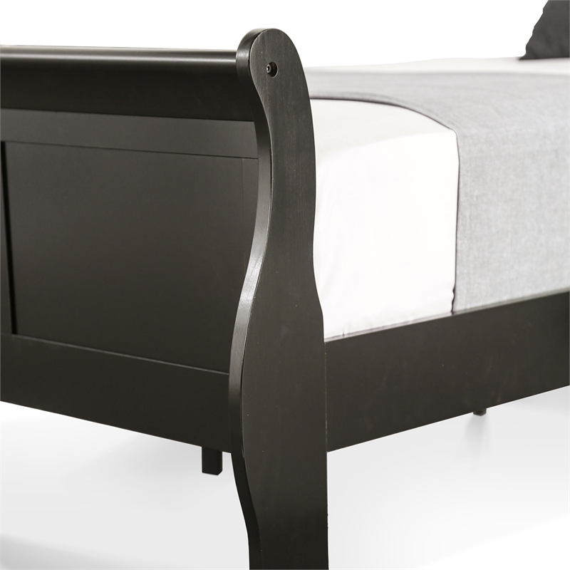Bowery Hill Transitional Solid Wood Panel Twin Bed in Black Finish