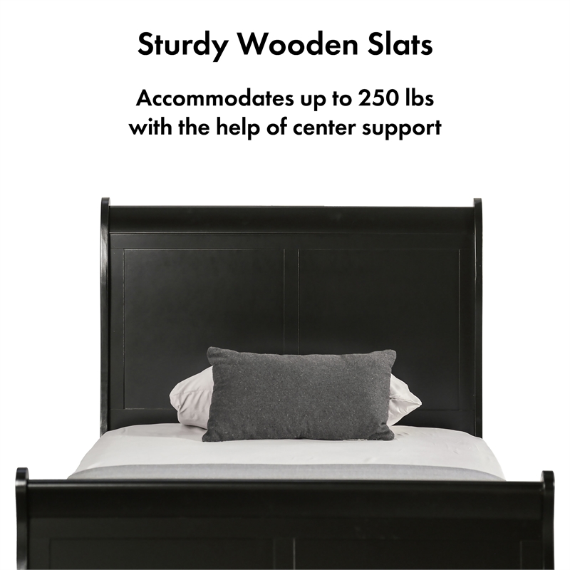Bowery Hill Transitional Solid Wood Panel Twin Bed in Black Finish