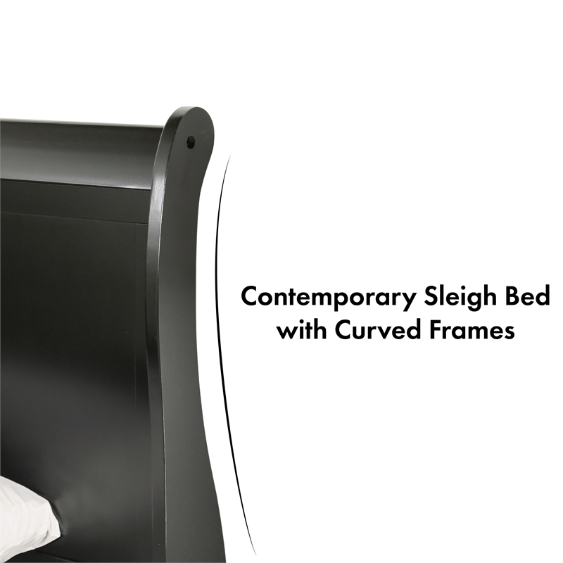Bowery Hill Transitional Solid Wood Panel Twin Bed in Black Finish