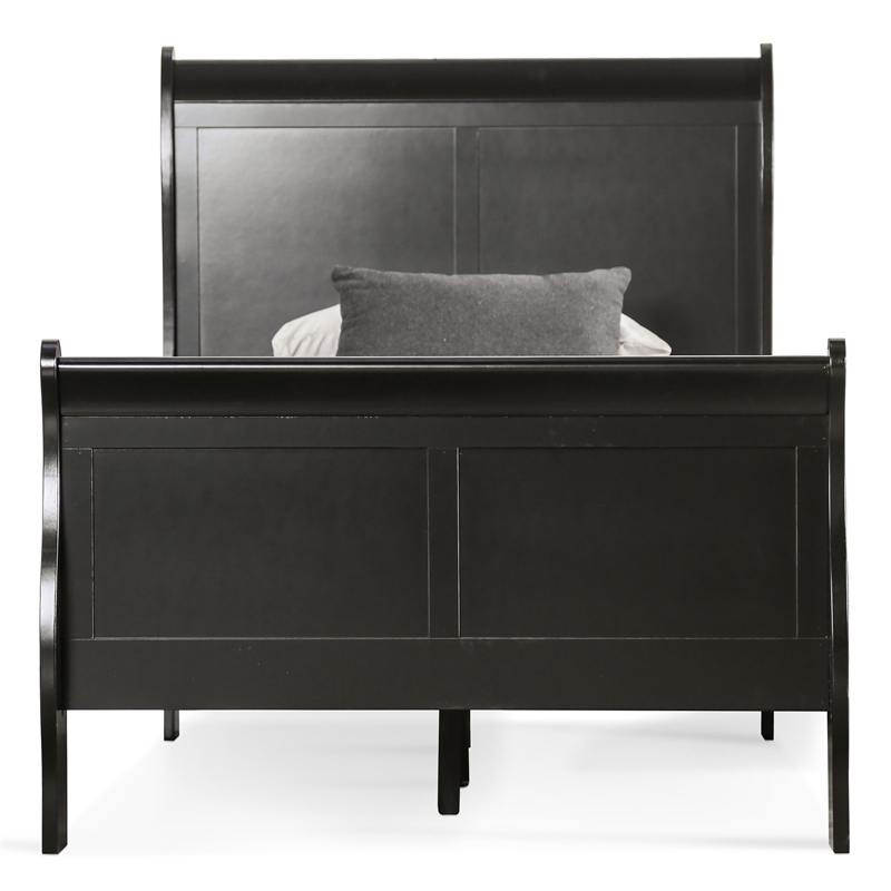 Bowery Hill Transitional Solid Wood Panel Twin Bed in Black Finish