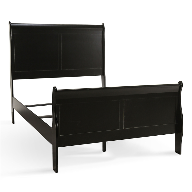 Bowery Hill Transitional Solid Wood Panel Twin Bed in Black Finish