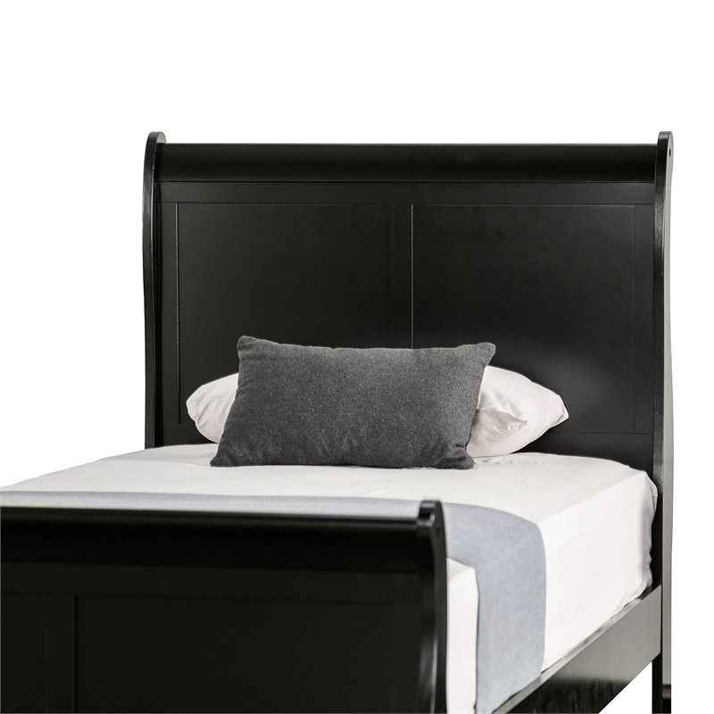 Bowery Hill Transitional Solid Wood Panel Twin Bed in Black Finish