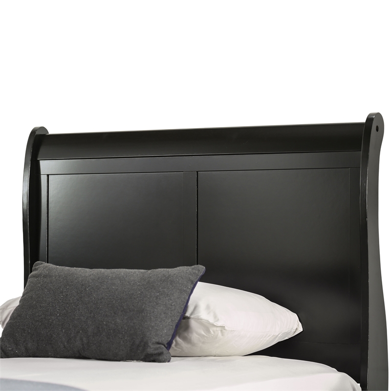 Bowery Hill Transitional Solid Wood Panel Twin Bed in Black Finish