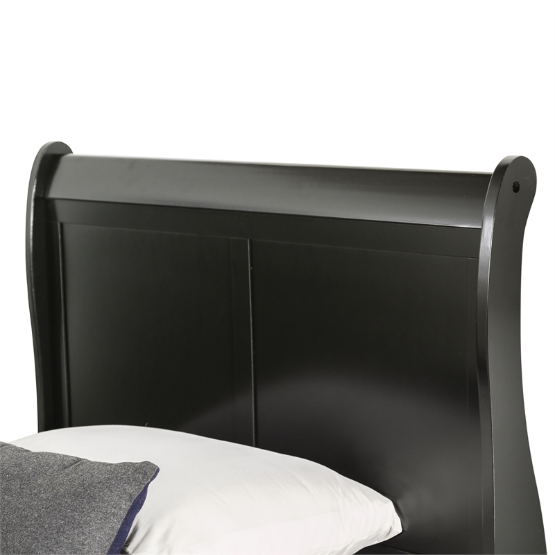 Bowery Hill Transitional Solid Wood Panel Twin Bed in Black Finish