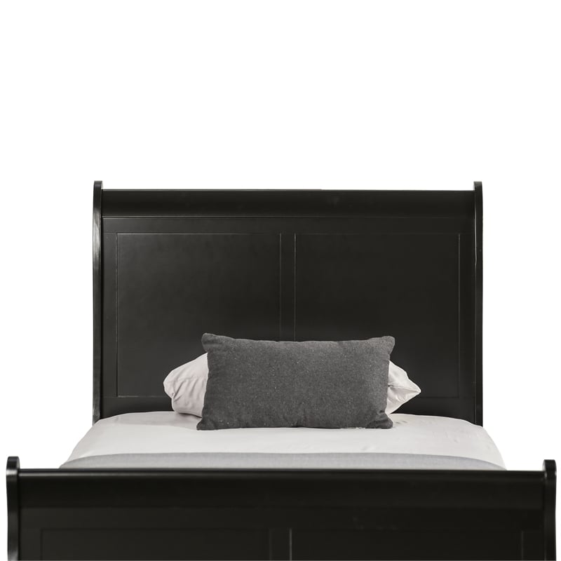 Bowery Hill Transitional Solid Wood Panel Twin Bed in Black Finish
