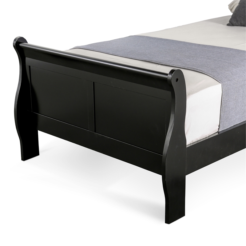 Bowery Hill Transitional Solid Wood Panel Twin Bed in Black Finish