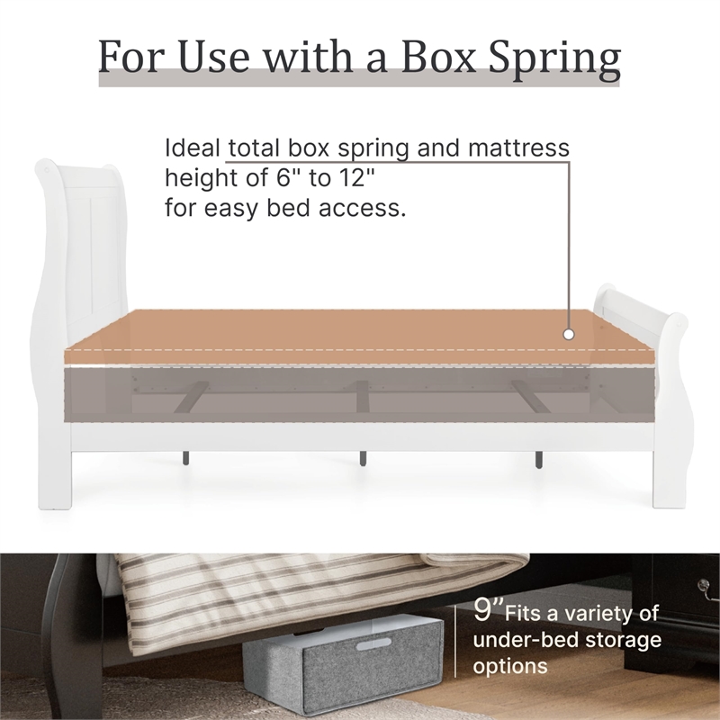 Bowery Hill Transitional Solid Wood Panel Twin Bed in White Finish