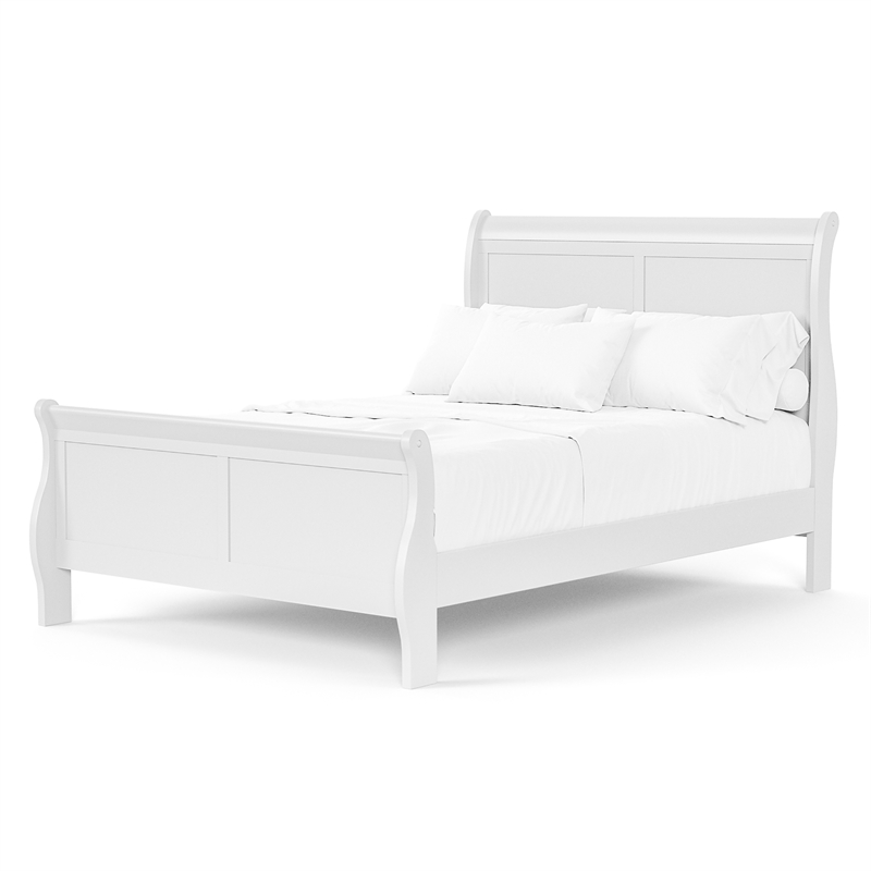 Bowery Hill Transitional Solid Wood Panel Twin Bed in White Finish