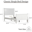 Bowery Hill Transitional Solid Wood Panel Twin Bed in White Finish