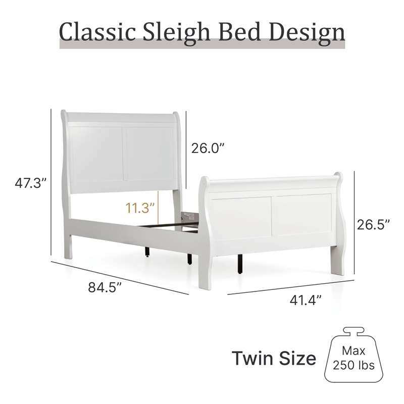 Bowery Hill Transitional Solid Wood Panel Twin Bed in White Finish