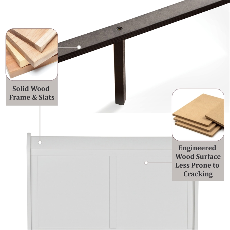 Bowery Hill Transitional Solid Wood Panel Twin Bed in White Finish