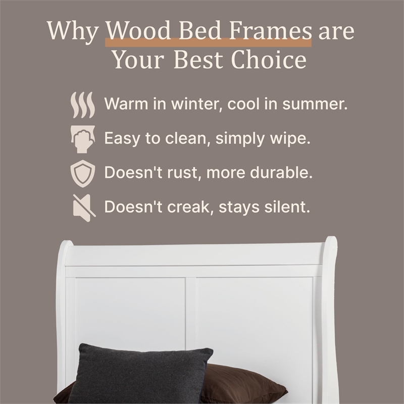 Bowery Hill Transitional Solid Wood Panel Twin Bed in White Finish