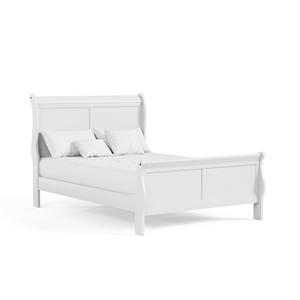 Bowery Hill Transitional Solid Wood Panel Full Bed in White Finish