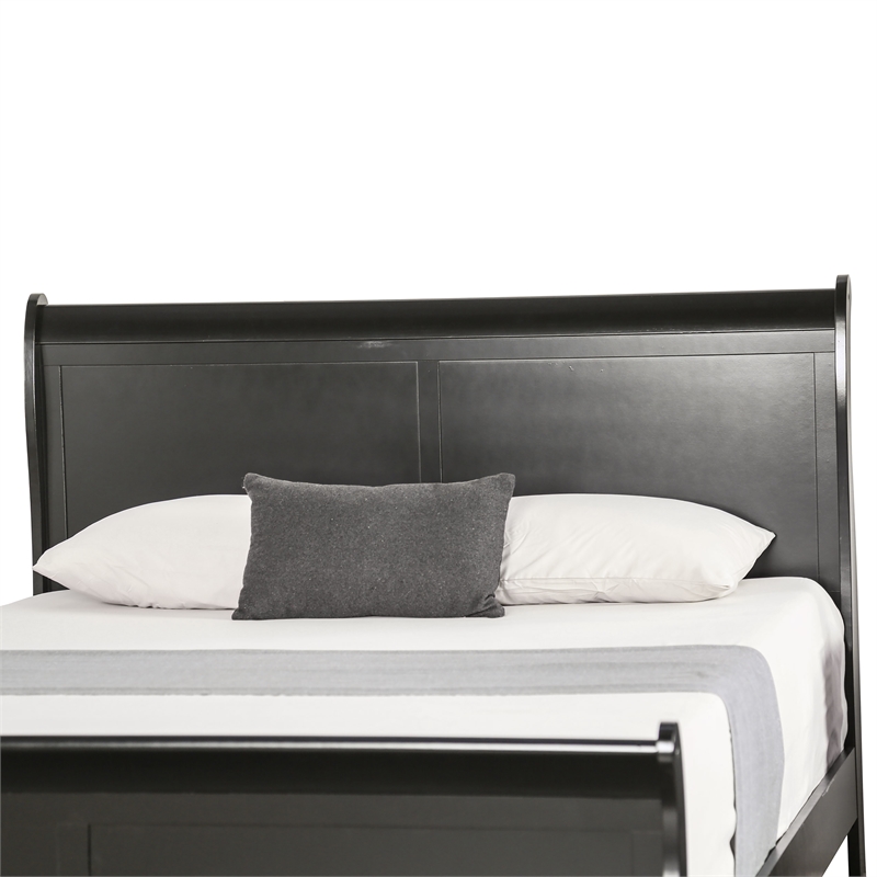 Bowery Hill Transitional Solid Wood Panel King Bed in Black Finish