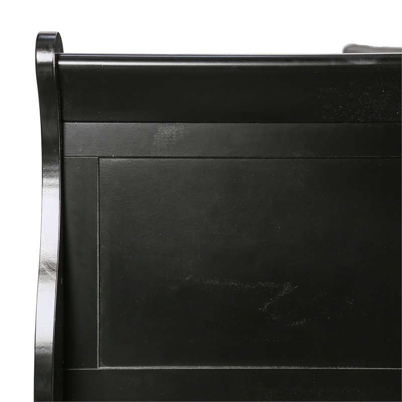 Bowery Hill Transitional Solid Wood Panel King Bed in Black Finish