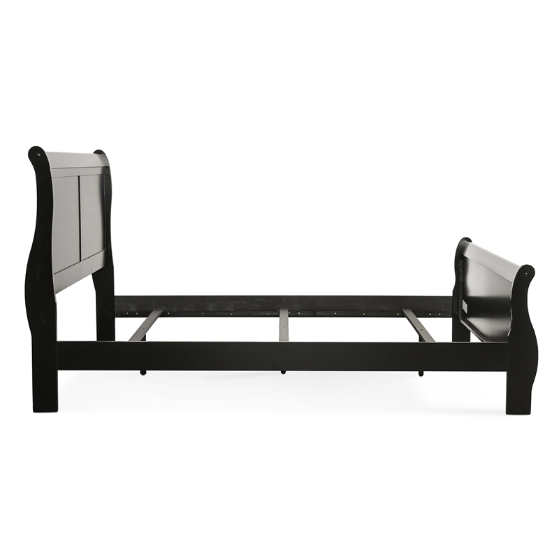 Bowery Hill Transitional Solid Wood Panel King Bed in Black Finish