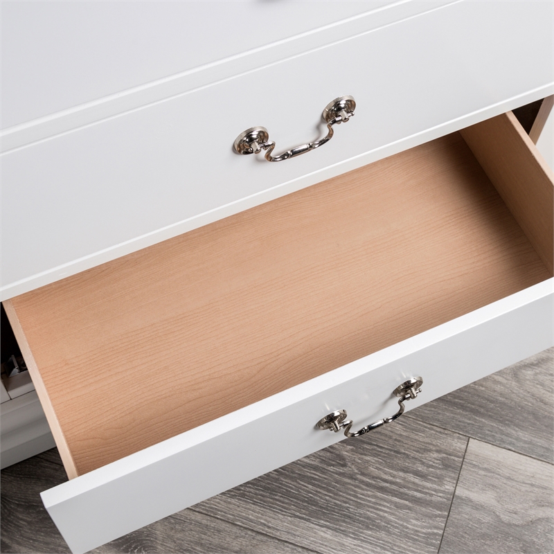Bowery Hill Transitional Solid Wood 5-Drawer Chest in White Finish