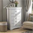 Bowery Hill Transitional Solid Wood 5-Drawer Chest in White Finish