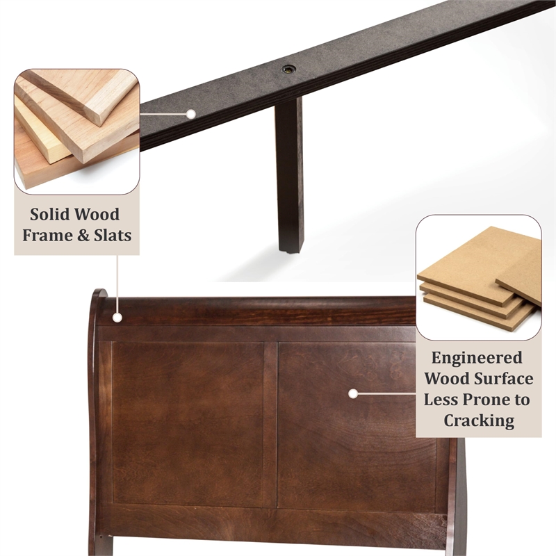 Bowery Hill Transitional Solid Wood Panel Twin Bed in Cherry