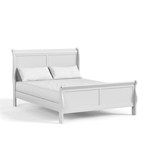 Bowery Hill Transitional Solid Wood Panel Queen Bed in White