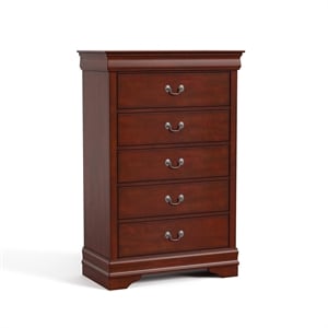 Bowery Hill Transitional Solid Wood 5-Drawer Chest in Cherry