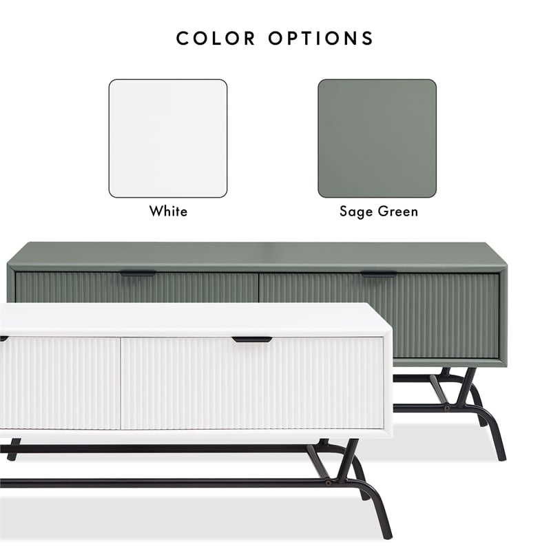 Bowery Hill Wood Storage 2-Drawer Coffee Table in White Pure