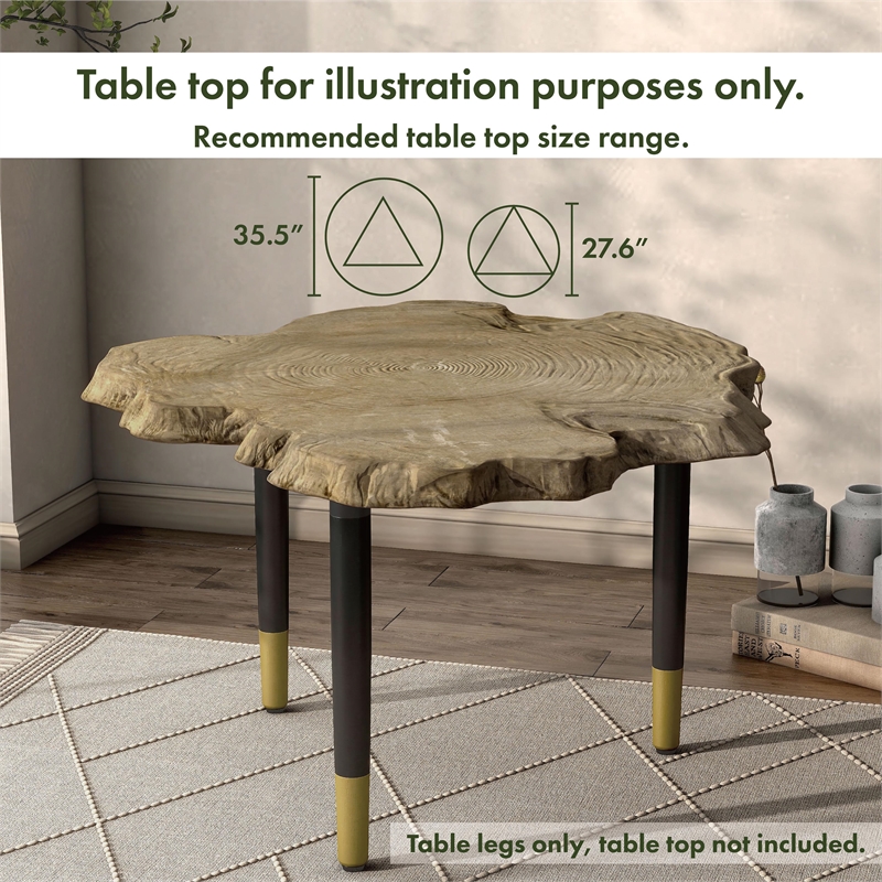 Bowery Hill Modern Solid Wood Coffee Table Base Legs in Black