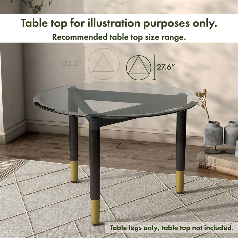 Bowery Hill Modern Solid Wood Coffee Table Base Legs in Black