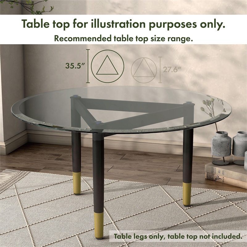 Bowery Hill Modern Solid Wood Coffee Table Base Legs in Black