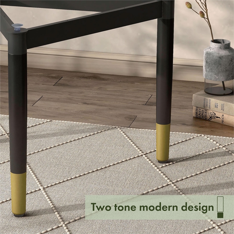 Bowery Hill Modern Solid Wood Coffee Table Base Legs in Black