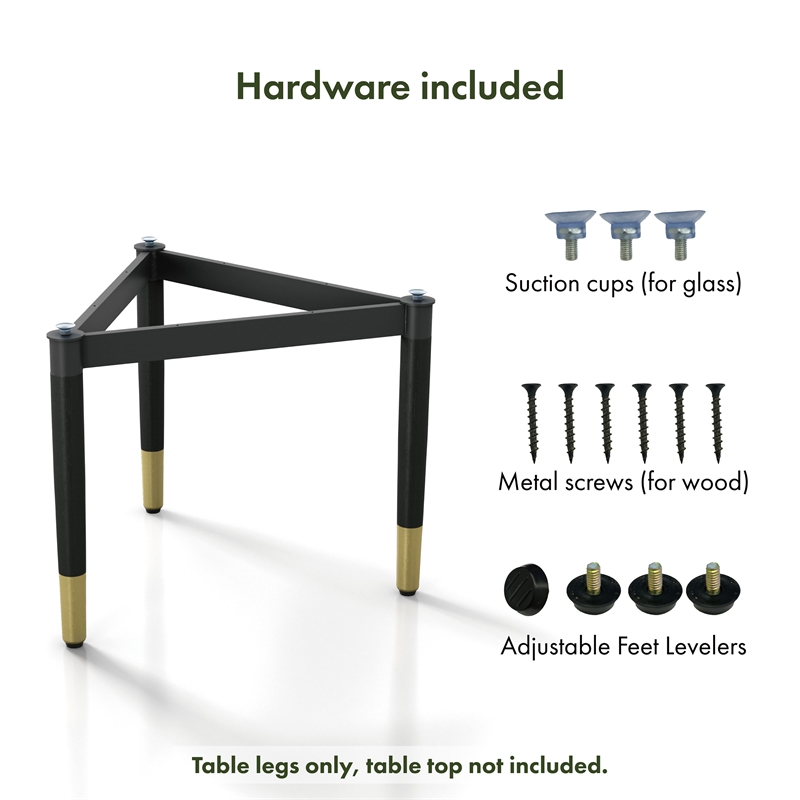 Bowery Hill Modern Solid Wood Coffee Table Base Legs in Black