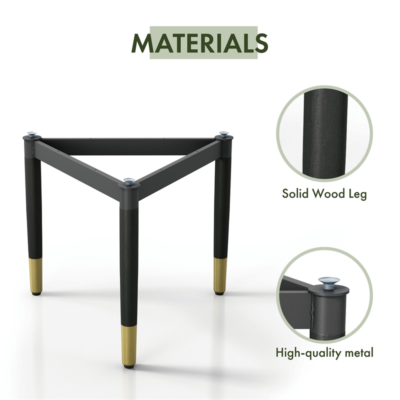 Bowery Hill Modern Solid Wood Coffee Table Base Legs in Black