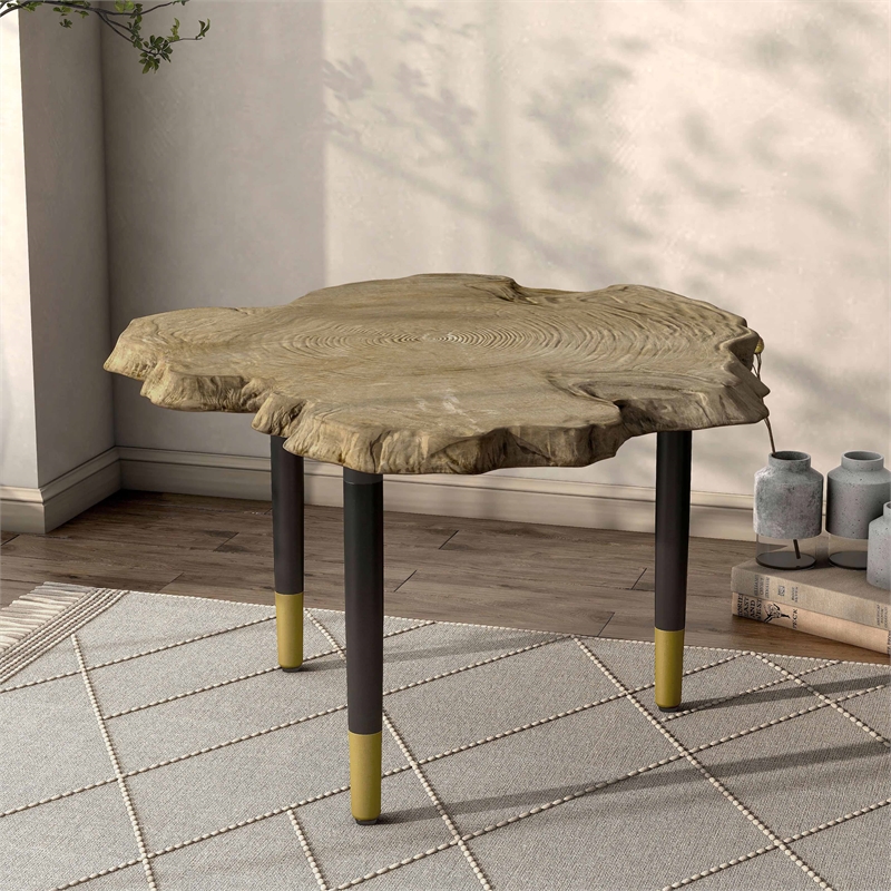 Bowery Hill Modern Solid Wood Coffee Table Base Legs in Black