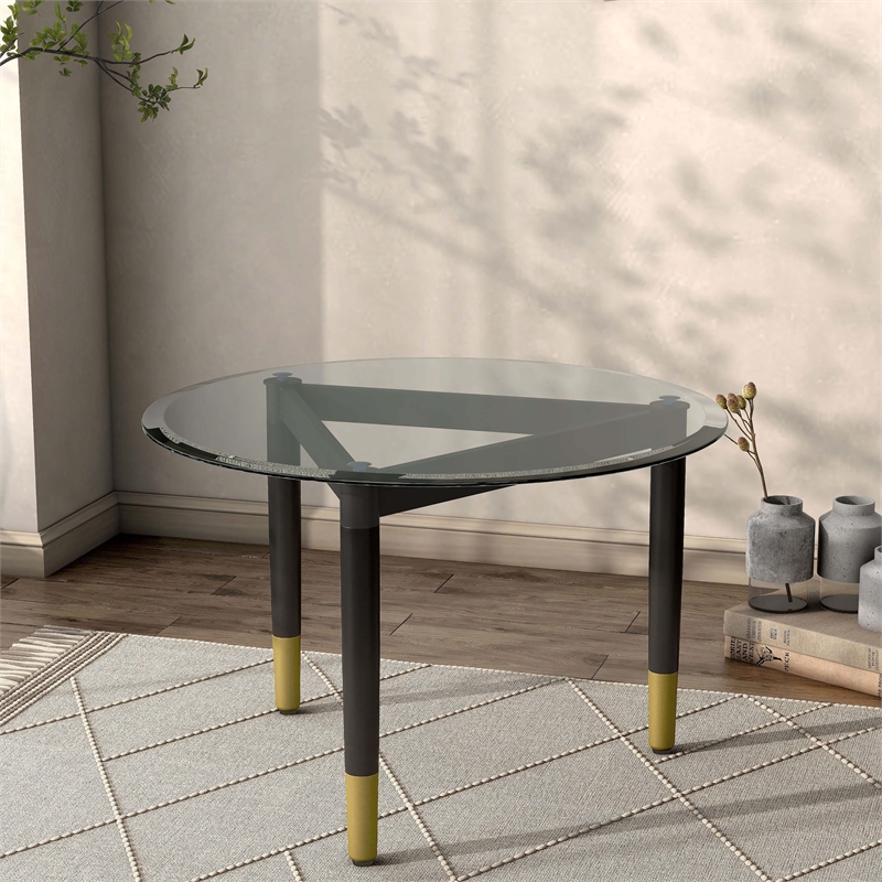 Bowery Hill Modern Solid Wood Coffee Table Base Legs in Black