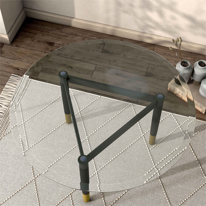 Bowery Hill Modern Solid Wood Coffee Table Base Legs in Black