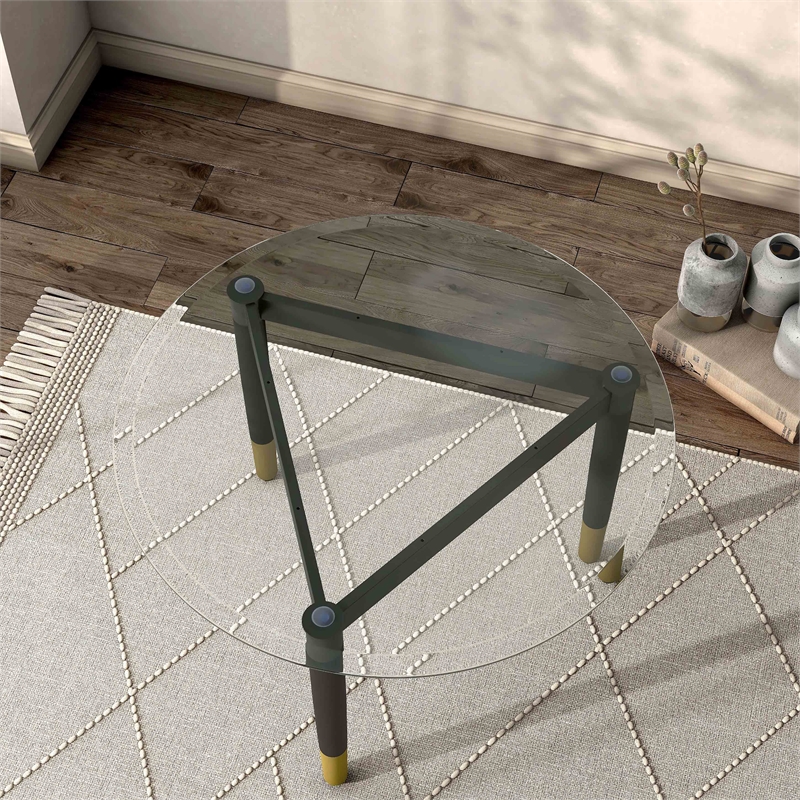 Bowery Hill Modern Solid Wood Coffee Table Base Legs in Black