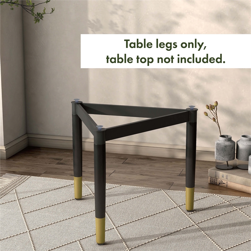 Bowery Hill Modern Solid Wood Coffee Table Base Legs in Black