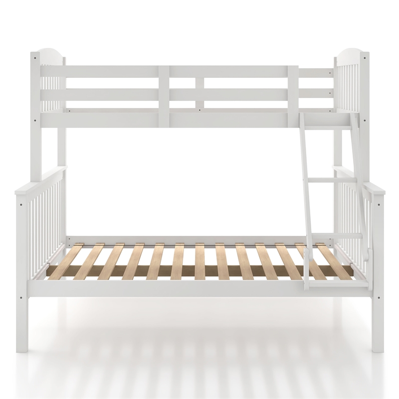 Bowery Hill Wood Twin over Full Bunk Bed with Ladder in White